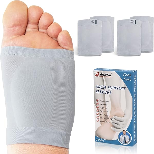 Ailaka Ailaka Compression Arch Support Sleeves for Flat Foot Pain Relief and Plantar Fasciitis Cushioned Gel Pads for Men and Women