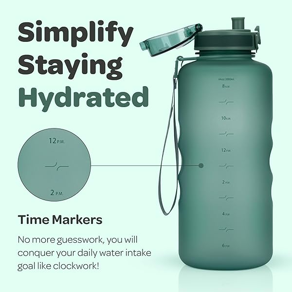 Hydracy Hydracy 64 oz Water Bottle with Time Marker & Fruit Infuser - BPA Free, Leak Proof, Perfect for Gym & Outdoor Activities - View 3 of 10
