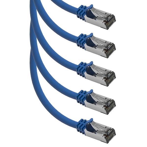 Beszin Beszin 50 Micron Gold Plated 10Ft Cat8 S/FTP Shielded Ethernet Network Cable Blue 26AWG 5 Pack for High Speed Connectivity - View 2 of 6