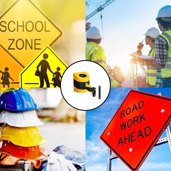 Crowd Control Warehouse CCW Series WMB-230 Magnetic Wall Mount Retractable Belt Barrier 30 Foot Yellow Cleaning in Progress Belt with Black ABS Case - View 7 of 9