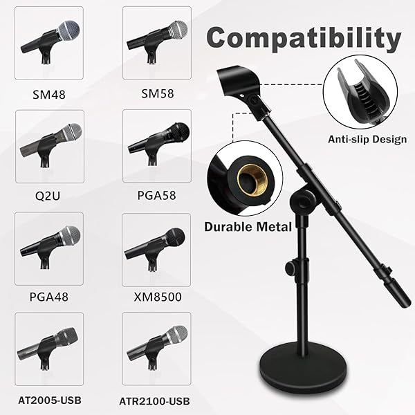 Mictop Adjustable Desktop Mic Stand with Clip & Adapter - Perfect for Handheld Microphones & Boom Arms - View 5 of 9