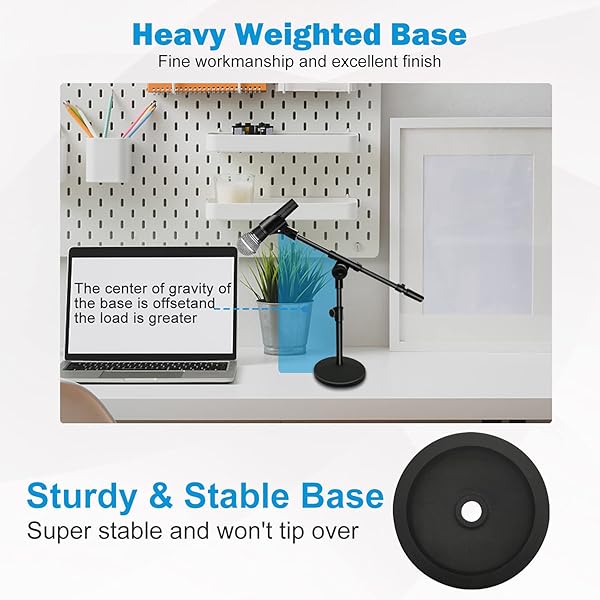 Mictop Adjustable Desktop Mic Stand with Clip & Adapter - Perfect for Handheld Microphones & Boom Arms - View 7 of 9