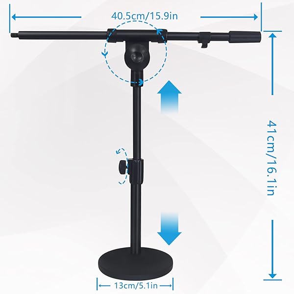 Mictop Adjustable Desktop Mic Stand with Clip & Adapter - Perfect for Handheld Microphones & Boom Arms - View 9 of 9