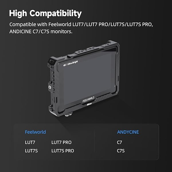 Nitze Nitze LUT7 Cage for Feelworld Monitors: Sunhood, HDMI Clamp & NATO Rails - JTP2-LUT7S - View 4 of 8