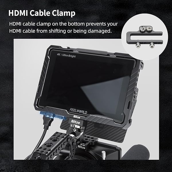 Nitze Nitze LUT7 Cage for Feelworld Monitors: Sunhood, HDMI Clamp & NATO Rails - JTP2-LUT7S - View 6 of 8
