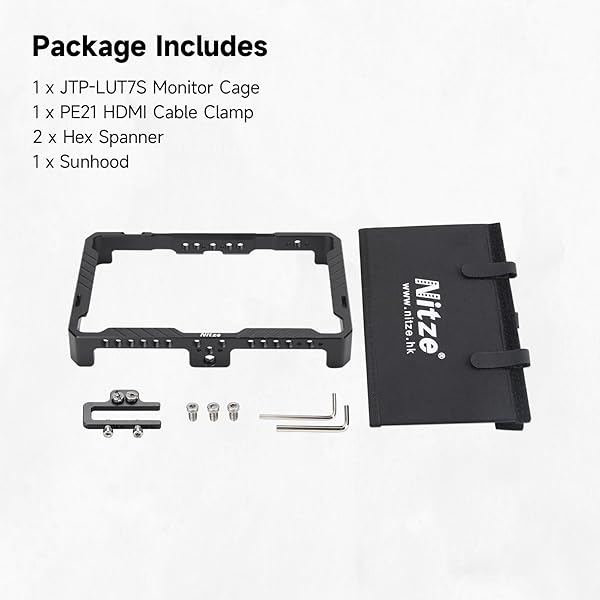 Nitze Nitze LUT7 Cage for Feelworld Monitors: Sunhood, HDMI Clamp & NATO Rails - JTP2-LUT7S - View 7 of 8