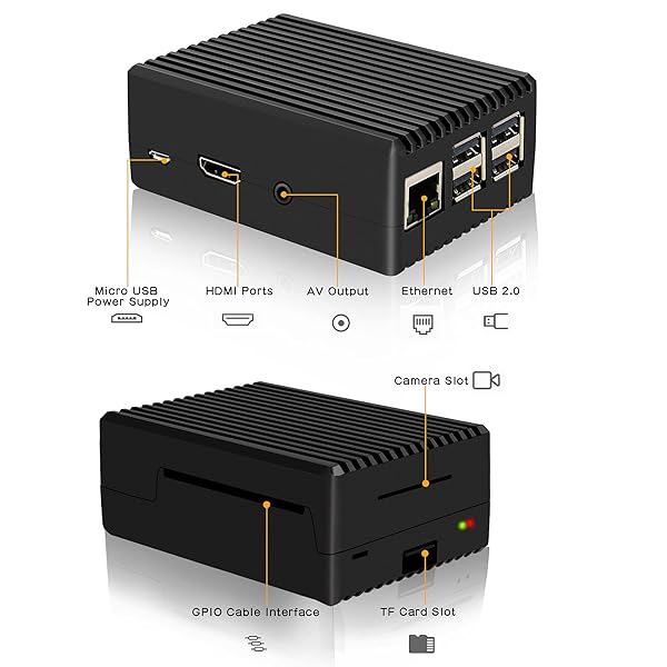 Geekworm Geekworm Raspberry Pi 3 B Plus Case Aluminum Alloy Heavy Duty Cooling Metal Case with Heatsink Compatible with Raspberry Pi 3 Model B - View 3 of 9