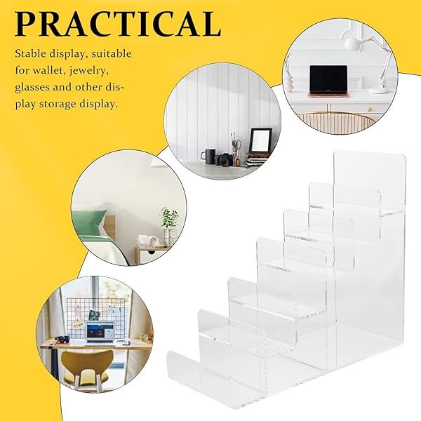 Cabilock Cabilock Clear Acrylic Display Risers 6 Tier Wallet Handbag Purse Jewelry Cosmetic Organizer Shelf - View 3 of 10