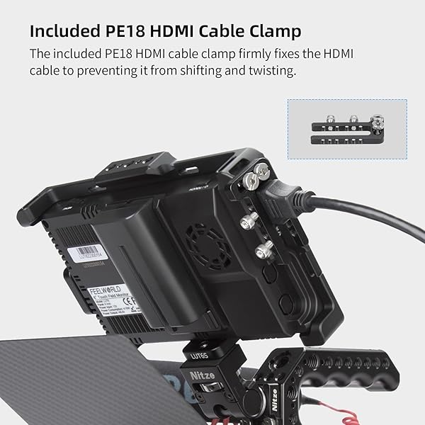 Nitze Nitze Cage for Feelworld LUT6/LUT6S/LUT6E Monitor - Sunhood, HDMI Clamp & NATO Rail - JTP2-LUT6S - View 8 of 9