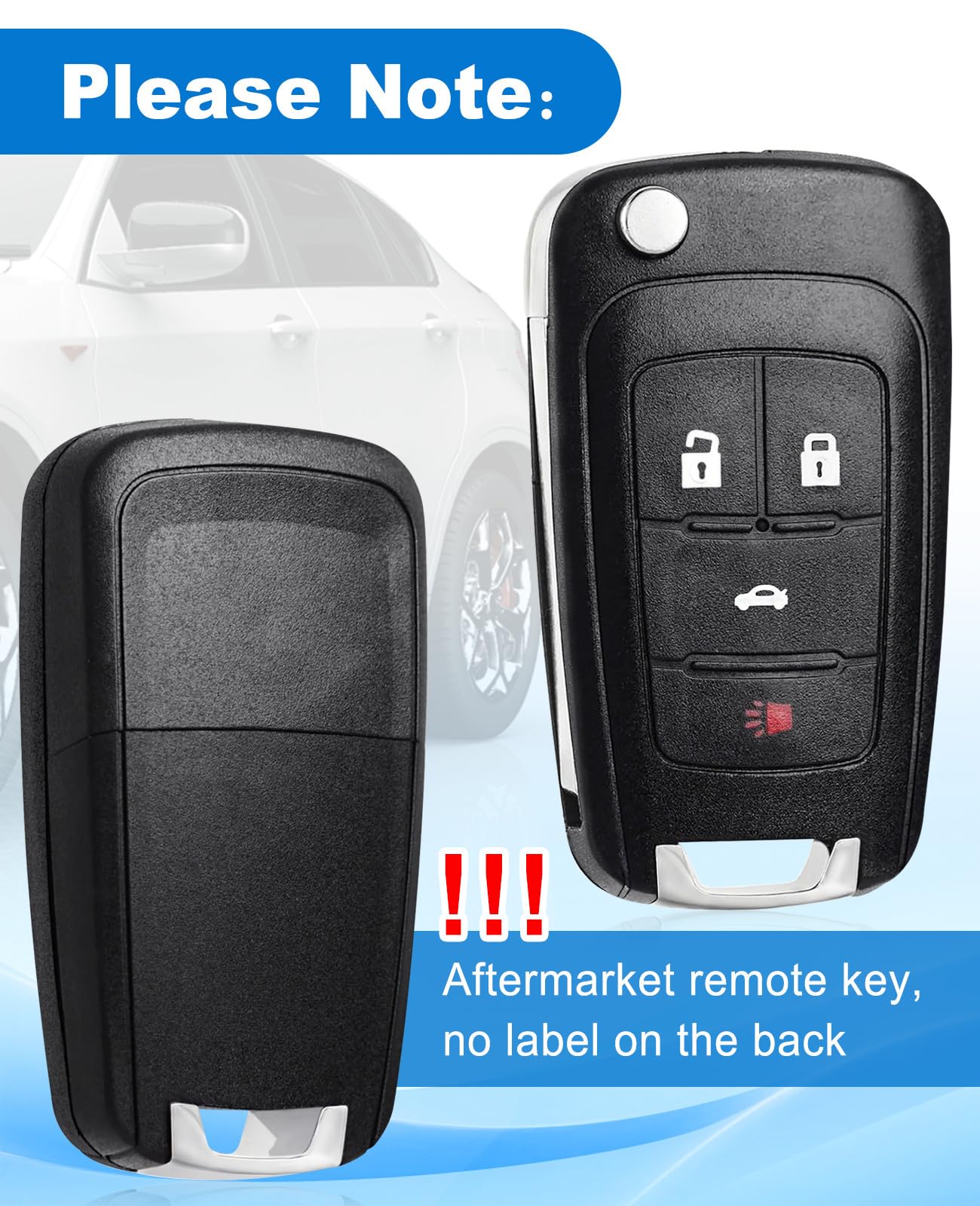 Flip Car Key Fob for Chevy 2 Pcs Keyless Entry Remote Compatible with 2010-2021 Chevy Models and Buick GMC Vehicles - View 7 of 9