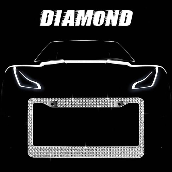 eing Bling Crystal Diamonds Car License Plate Frames for Women Girls 2pcs Grey Stylish Exterior Accessory - View 4 of 8