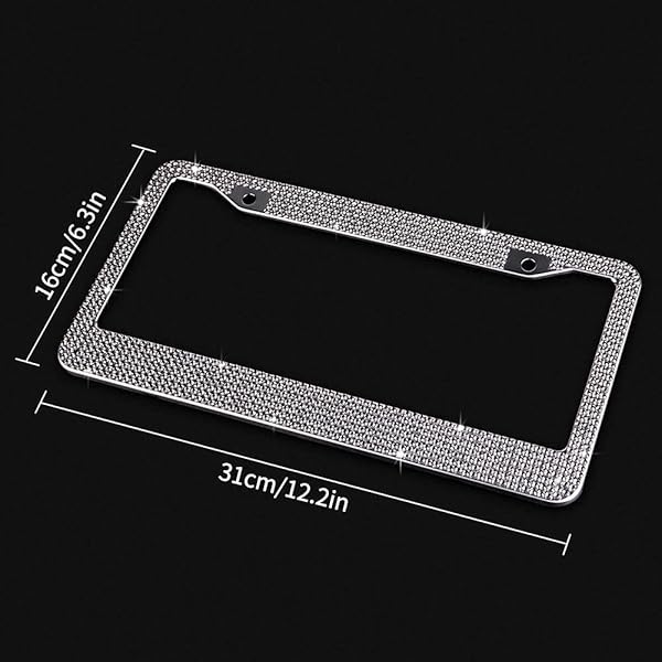 eing Bling Crystal Diamonds Car License Plate Frames for Women Girls 2pcs Grey Stylish Exterior Accessory - View 5 of 8