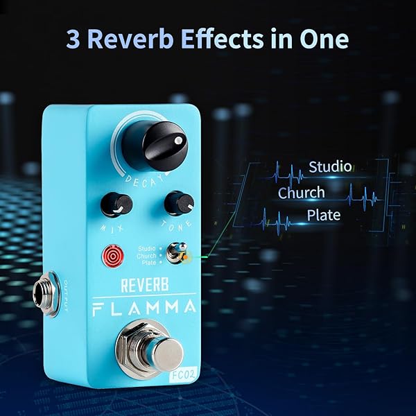 FLAMMA FLAMMA FC02 Mini Reverb Pedal: 3 Digital Effects, True Bypass for Guitarists - View 4 of 10