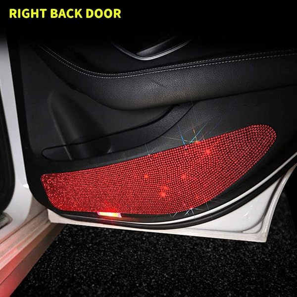 eing Eing Bling Car Anti Kick Pad Crystal Door Protective Pad Universal Anti Collision Stickers 4 Pack Red - View 6 of 7