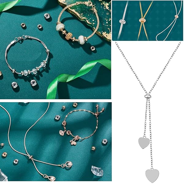 PH PandaHall PH PandaHall 304 Stainless Steel Slider Beads 30pcs Adjustable Metal Loose Beads for Bracelet Necklace Jewelry Making 7mm 8mm 10mm - View 6 of 10