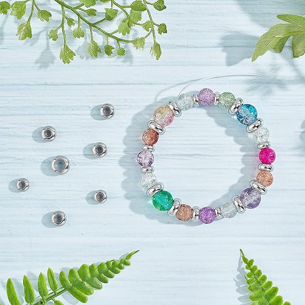 PH PandaHall PH PandaHall 304 Stainless Steel Slider Beads 30pcs Adjustable Metal Loose Beads for Bracelet Necklace Jewelry Making 7mm 8mm 10mm - View 7 of 10