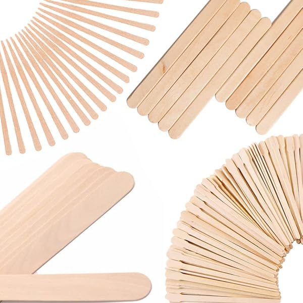 Mibly Mibly 300 Pcs Assorted Wooden Wax Sticks for Body Legs Face Eyebrow Waxing Applicator Spatulas Hair Removal and Wood Craft