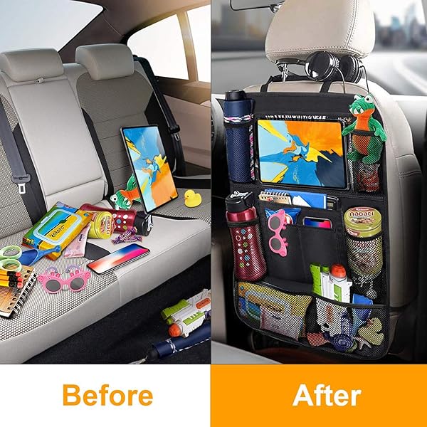 Tianle "Tianle Backseat Car Organizer: 10" Table Holder & 9 Pockets for Kids - Essential Travel Accessory for Road Trips" - View 4 of 9