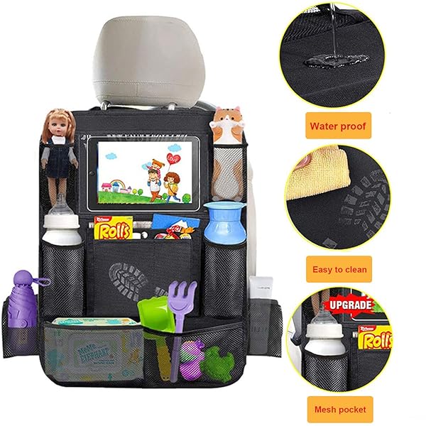 Tianle "Tianle Backseat Car Organizer: 10" Table Holder & 9 Pockets for Kids - Essential Travel Accessory for Road Trips" - View 5 of 9