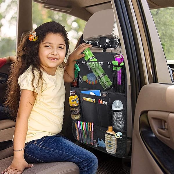 Tianle "Tianle Backseat Car Organizer: 10" Table Holder & 9 Pockets for Kids - Essential Travel Accessory for Road Trips" - View 8 of 9