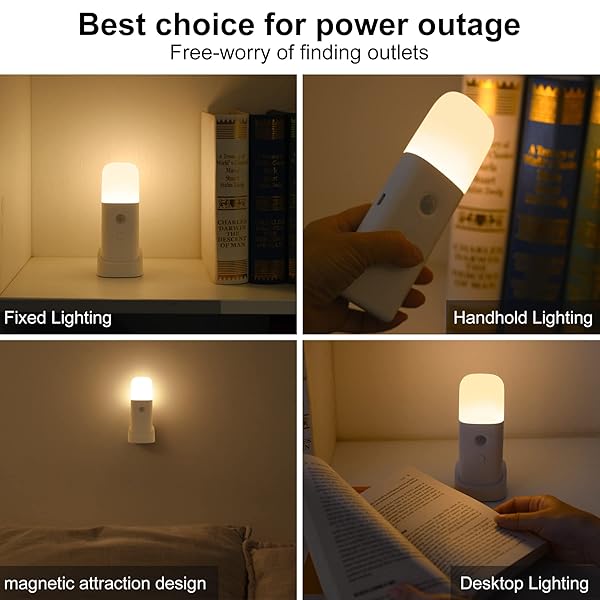 CREWEEL CREWEEL Motion Sensor Night Light Indoor Battery Operated Cordless Table Lamps 5 Stages Dimmable LED for Kids Bedroom Bathroom Hallway - View 8 of 11