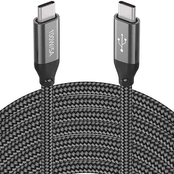 Grtoeud 20FT USB-C to USB-C Cable 100W 5A Extra Long Fast Charging Cord for iPhone 15 Pro Max Macbook Samsung Galaxy PS5 Xbox and More