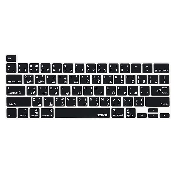XSKN XSKN Silicone Keyboard Cover for MacBook Pro 13.3 16 inch Touch Bar Touch ID Arabic Black US Version A2251 A2289 A2338 M1 A2141 - View 2 of 9