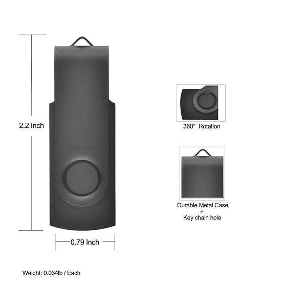 JBOS 4GB USB Flash Drive 10 Pack JBOS Swivel Memory Stick Thumb Drives USB2.0 for Data Storage Black Blue - View 6 of 7