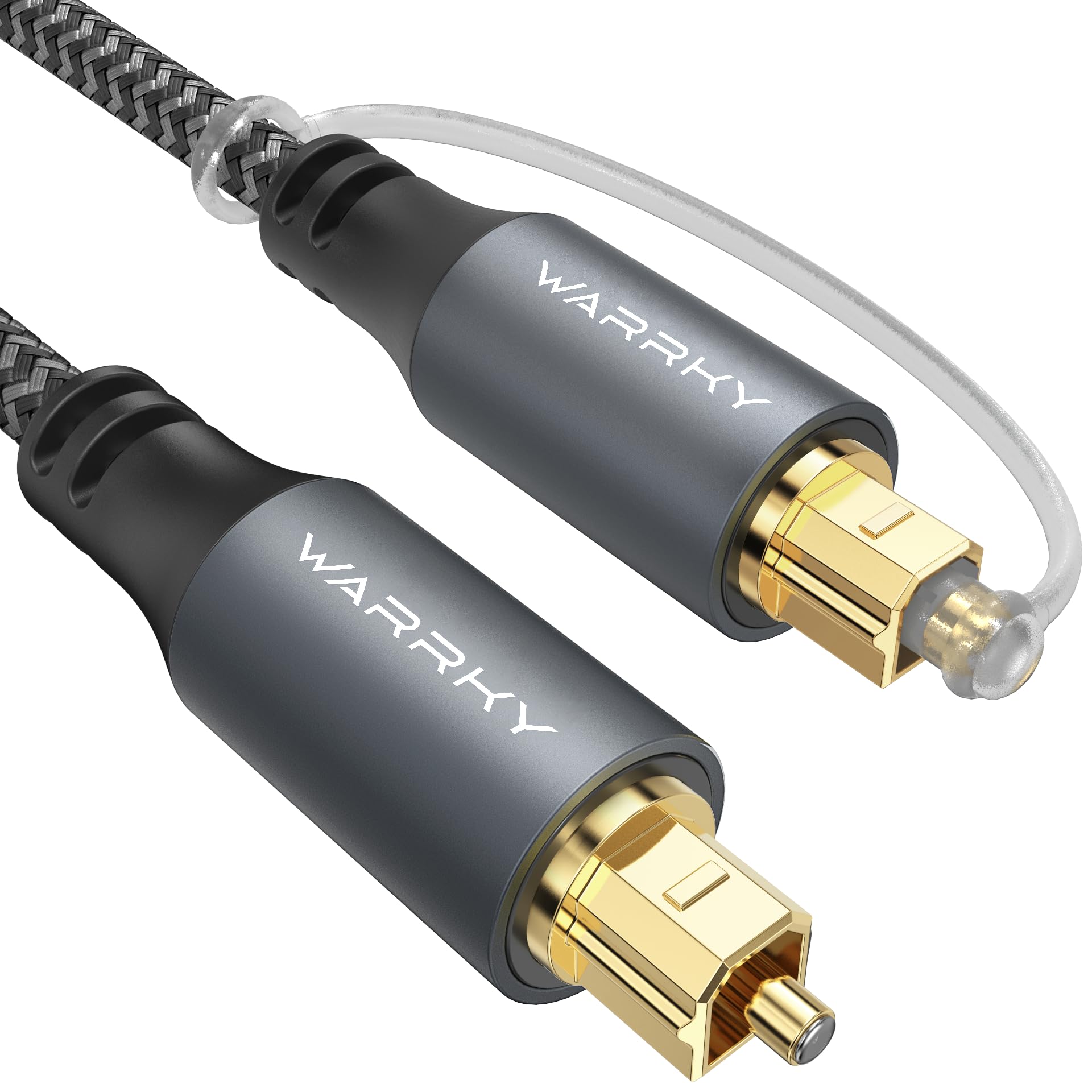 Warrky Warrky Optical Audio Cable, 6ft 1.8m Optical Cable for Soundbar [Nylon Braided, Slim Metal Case, Gold-Plated Plug], Fiber Optic Audio Cord Compatible