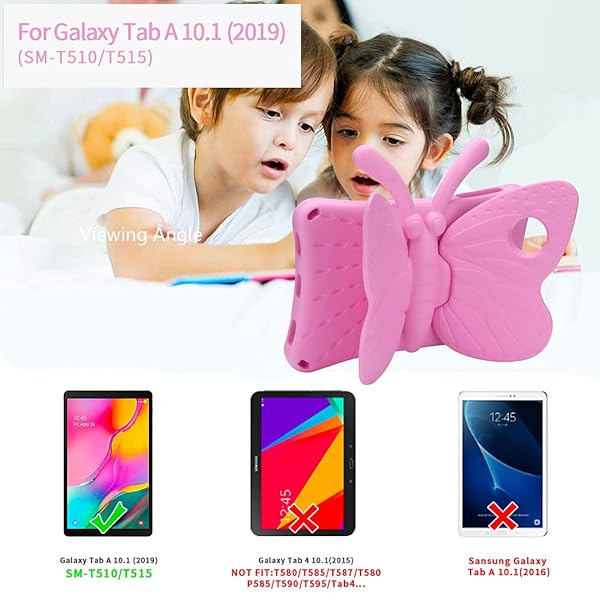Simicoo Simicoo 3D Cute Butterfly Case for Samsung Galaxy Tab A 10.1 (2019) - Shockproof, Kids-Friendly, Heavy Duty Protection (Pink) - View 5 of 10
