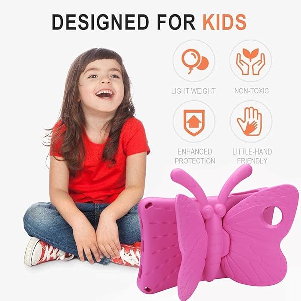 Simicoo Simicoo 3D Cute Butterfly Case for Samsung Galaxy Tab A 10.1 2019 SM-T510 T515 Kids Friendly Shockproof Heavy Duty Rose Color - View 5 of 8