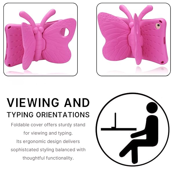 Simicoo Simicoo 3D Cute Butterfly Case for Samsung Galaxy Tab A 10.1 2019 SM-T510 T515 Kids Friendly Shockproof Heavy Duty Rose Color - View 6 of 8