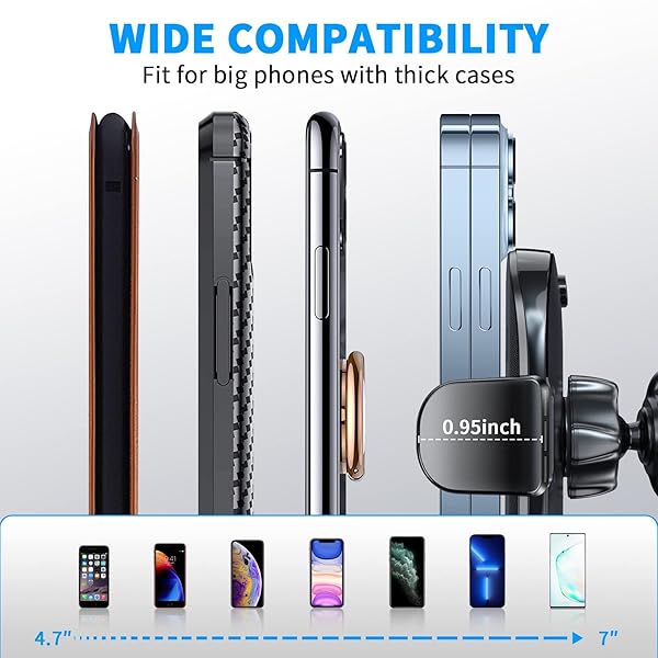 APPS2Car APPS2Car Suction Cup Phone Mount for Windshield Dashboard Air Vent Compatible with iPhone Samsung Thick Case Friendly - View 8 of 10