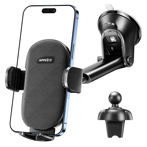 APPS2Car APPS2Car Suction Cup Phone Mount for Windshield Dashboard Air Vent Compatible with iPhone Samsung Thick Case Friendly - View 10 of 10