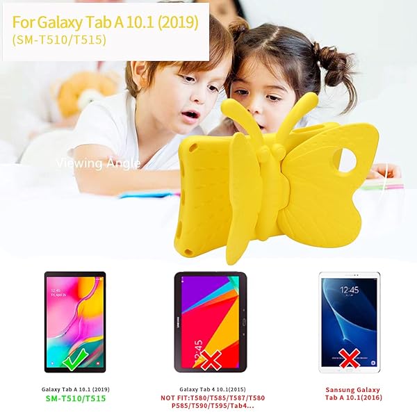 Simicoo Simicoo 3D Cute Butterfly Case for Samsung Galaxy Tab A 10.1 (2019) - Lightweight, Shockproof, Kid-Friendly Protection (Yellow) - View 4 of 8