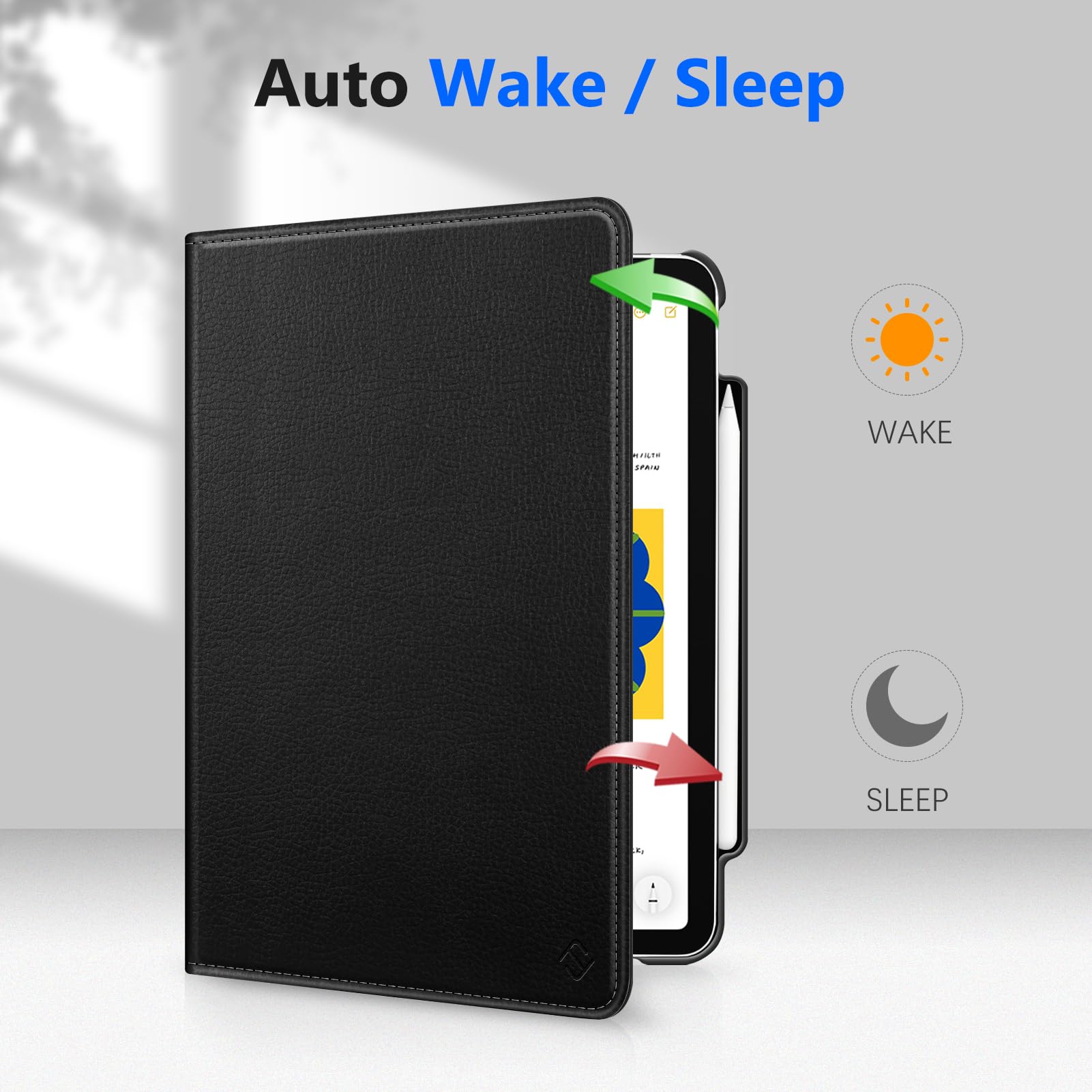 Fintie 360 Degree Rotating Case for iPad Pro 11 inch with Pencil Holder Auto Sleep Wake Compatible with 1st 2nd 3rd 4th Generation Black - View 3 of 8