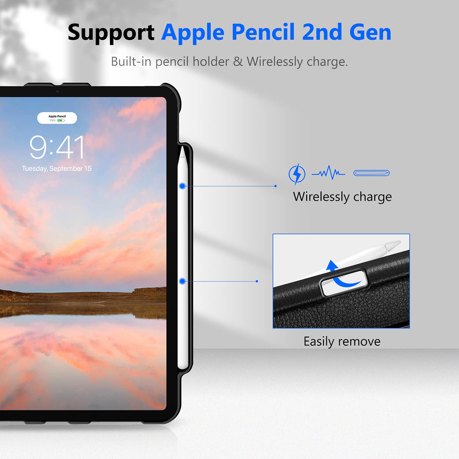 Fintie 360 Degree Rotating Case for iPad Pro 11 inch with Pencil Holder Auto Sleep Wake Compatible with 1st 2nd 3rd 4th Generation Black - View 5 of 8