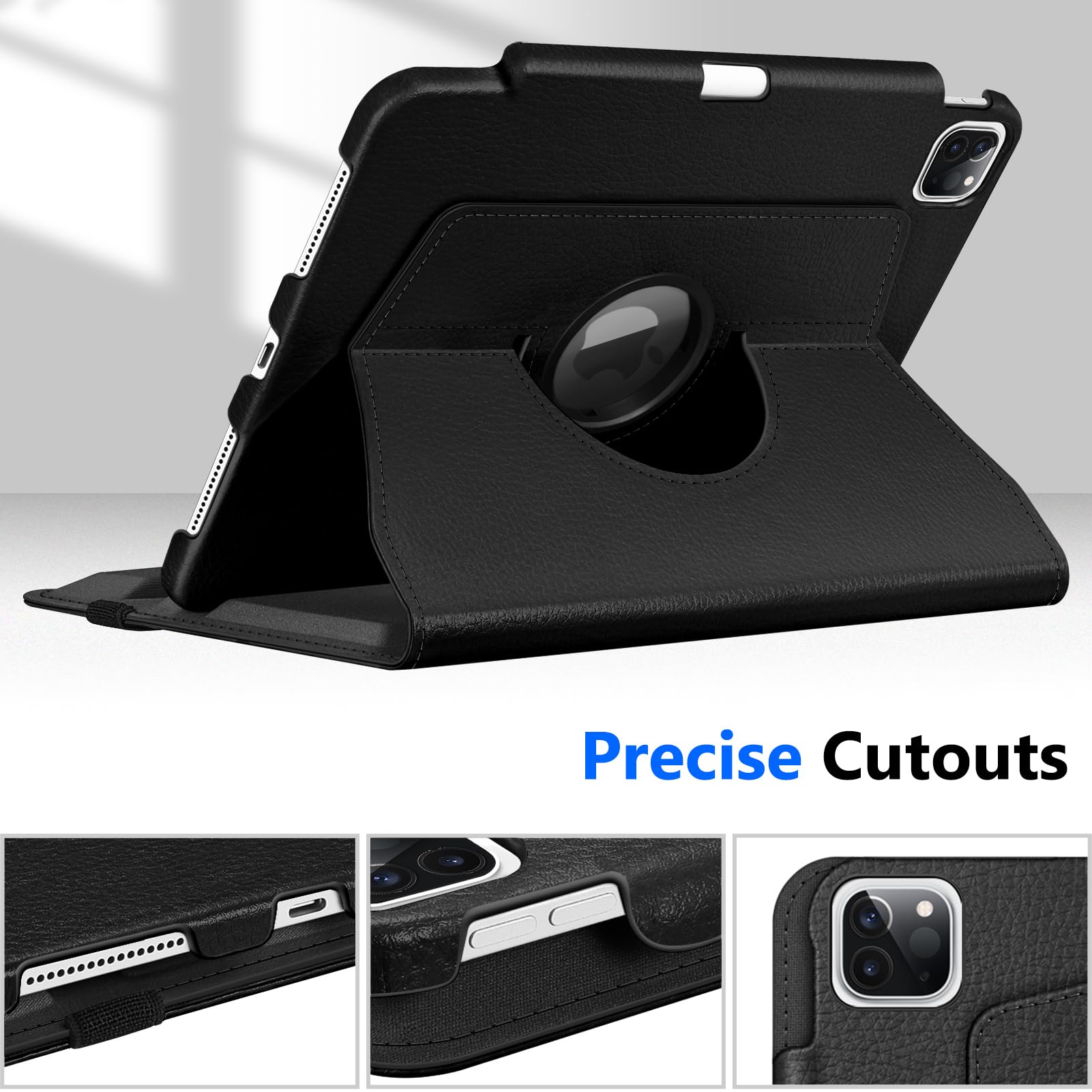 Fintie 360 Degree Rotating Case for iPad Pro 11 inch with Pencil Holder Auto Sleep Wake Compatible with 1st 2nd 3rd 4th Generation Black - View 7 of 8