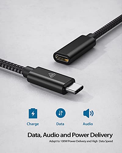 Faracent Faracent USB Type C Extension Cable 6Ft USB 3.1 Male to Female Braided Data Cord for PSVR2 MacBook Air iPad Pro Surface Samsung Galaxy Black - View 4 of 8