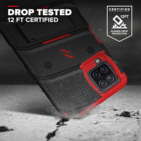 Zizo ZIZO BOLT Series Galaxy A12 Case in Black and Red for Ultimate Protection and Style - View 3 of 10