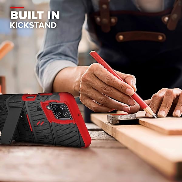 Zizo ZIZO BOLT Series Galaxy A12 Case in Black and Red for Ultimate Protection and Style - View 7 of 10
