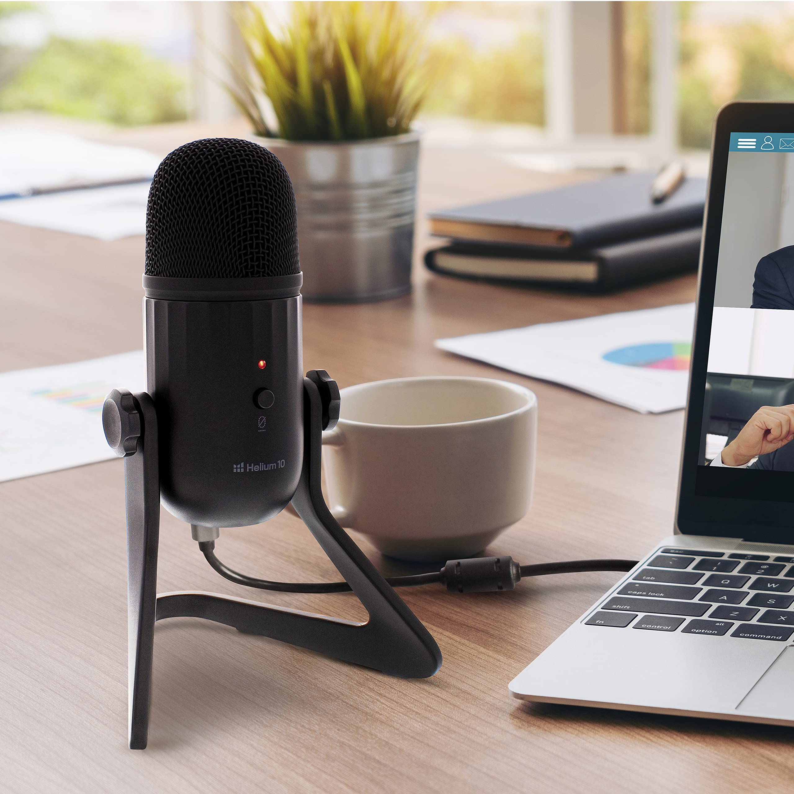 Helium 10 HX10 Podcast Mic USB Microphone for Gaming Recording Streaming with Ear Buds Mute Button and Volume Control - View 2 of 6