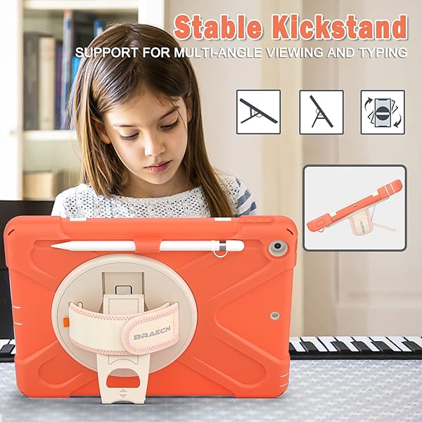 BRAECN BRAECN Heavy Duty Case for iPad 9th 8th 7th Generation 10.2 Inch with Screen Protector Rotating Stand and Shockproof Design for Kids - View 5 of 7