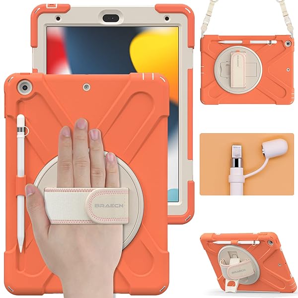 BRAECN BRAECN Heavy Duty Case for iPad 9th 8th 7th Generation 10.2 Inch with Screen Protector Rotating Stand and Shockproof Design for Kids - View 2 of 7