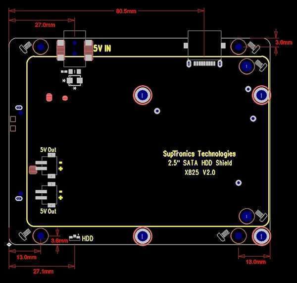 Geekworm Geekworm X825 V2.0 SATA Expansion Board for Raspberry Pi 4 - UASP Supported HDD/SSD Upgrade - View 6 of 8