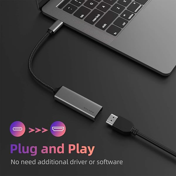 WALNEW WALNEW USB C to HDMI Adapter 4K 60Hz Thunderbolt 3 Compatible for MacBook Pro Air iPad Pro Pixelbook Dell XPS Samsung Galaxy Gray - View 3 of 8
