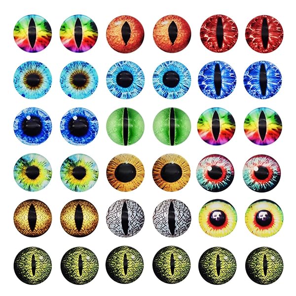 180PCS Dragon Eyes Glass Cabochon Set in 9 Sizes for DIY Jewelry Crafts and Doll Making 6mm to 30mm