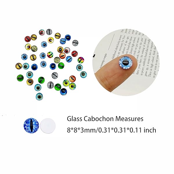 Julie Wang 8MM Dragon Glass Cabochon Eyes 100PCS for Clay Doll Making Sculptures Craft Jewelry DIY Findings 0.31 Inches - View 4 of 7