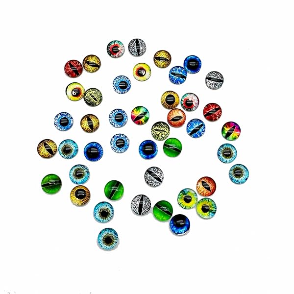 Julie Wang 8MM Dragon Glass Cabochon Eyes 100PCS for Clay Doll Making Sculptures Craft Jewelry DIY Findings 0.31 Inches - View 2 of 7