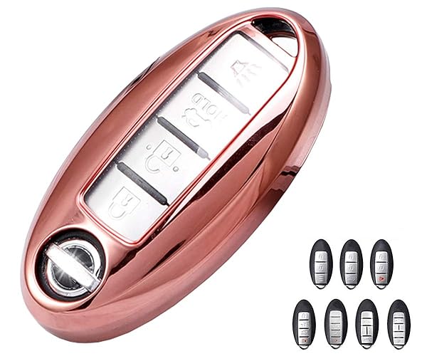 Horande Horande Soft TPU Key Fob Cover for Nissan Altima Sentra Kicks Rogue Murano Maxima Versa Leaf Titan Infiniti EX FX X G JX M Q QX Series Pink